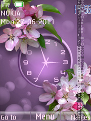 Скриншот темы Violet Flowers Clock