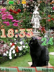 cat in flowers swf tema screenshot