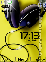 Headphones Clock tema screenshot