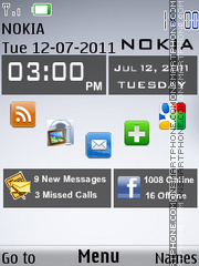 Nokia X3 Clock Mp3 tema screenshot