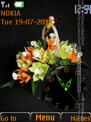 Скриншот темы Flowers and Clock 01