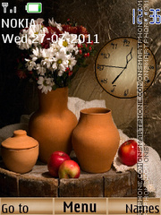 Скриншот темы Apple with flower with clock