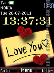 Digital Love Clock theme screenshot