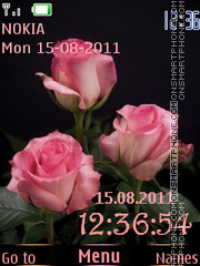 Rose Bouquet and Clock tema screenshot