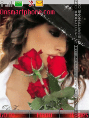 Girl with roses tema screenshot
