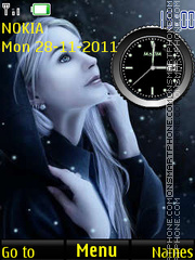 Winter Girl Clock 2 tema screenshot