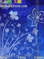 Скриншот темы Blue Flowers With Hand Drawn Icon