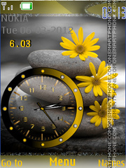 Скриншот темы Yellow Flower And Clock