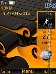 Yellow Abstrct Clock tema screenshot