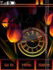 Скриншот темы Tulips And Clock