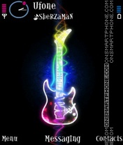 Neon Black Guitar tema screenshot