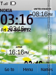 Clock with camomiles tema screenshot