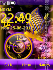 Colorful Fish Clock tema screenshot