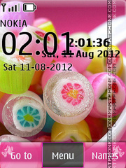 Sweet Candy With Clock tema screenshot