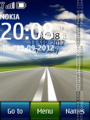 Road Digital Clock es el tema de pantalla
