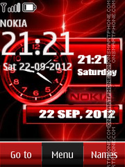 Red Nokia Dual Clock theme screenshot