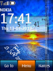 Скриншот темы Sunset Sea Digital Clock