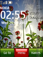 Summer Flower Digital Clock tema screenshot