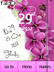 Pink Flowers Digital Clock theme screenshot