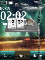 Rain Digital Clock 01 Theme-Screenshot