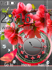 Скриншот темы Red flower dual clock