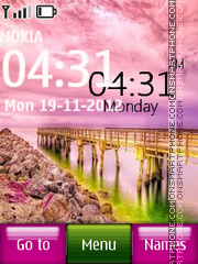 Pink nature digital clock tema screenshot