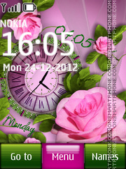 Pink Rose Dual Clock tema screenshot