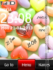 Colorful Hearts Digital Clock tema screenshot