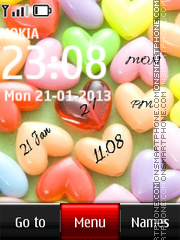 Colorful Hearts Digital Clock es el tema de pantalla