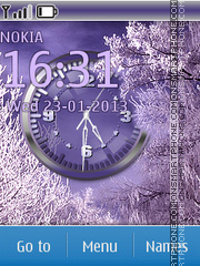 Purple Winter Clock tema screenshot