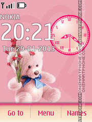 Pink Mishka with flowers tema screenshot