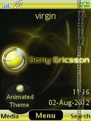 Yellow Sony Ericsson tema screenshot