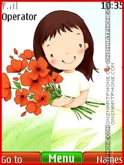 LİttLe GirL With Red Flower tema screenshot