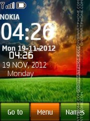 Sunset Field Digital Clock tema screenshot