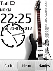 White Guitar & Clock tema screenshot