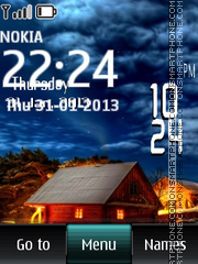 Cabin Digital Clock tema screenshot