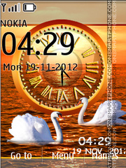 Swans Love Dual Clock tema screenshot