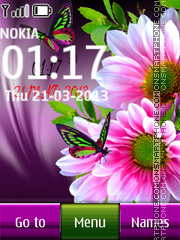 Green Buttefly Digital Clock theme screenshot