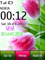 Tulip Digital Clock es el tema de pantalla