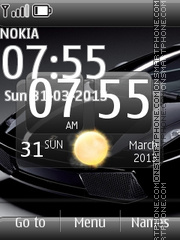 Lamborghini Black With Clock theme screenshot