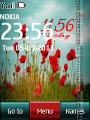 Flower Digital Clock Red tema screenshot