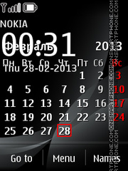 Black Calendar tema screenshot