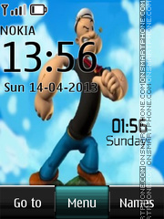 Popeye the Sailor Man Digital Clock theme screenshot