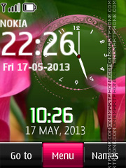 Pink Flowers Dual Cock tema screenshot