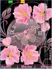 Pink Flowers and Clock es el tema de pantalla