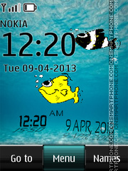 Fish Digital Clock 01 tema screenshot