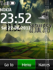 Fog Landscape Live Clock tema screenshot
