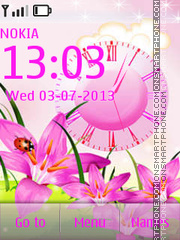 Pink Flower and Ladybug theme screenshot