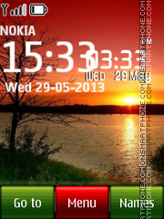 Sunset Lake Digital Clock tema screenshot