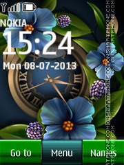 Blue Flower Dual Clock 01 Theme-Screenshot